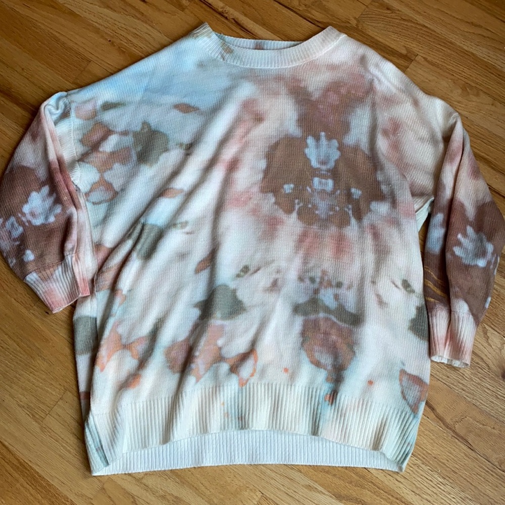 Oversized blush and ivory tie dye sweater